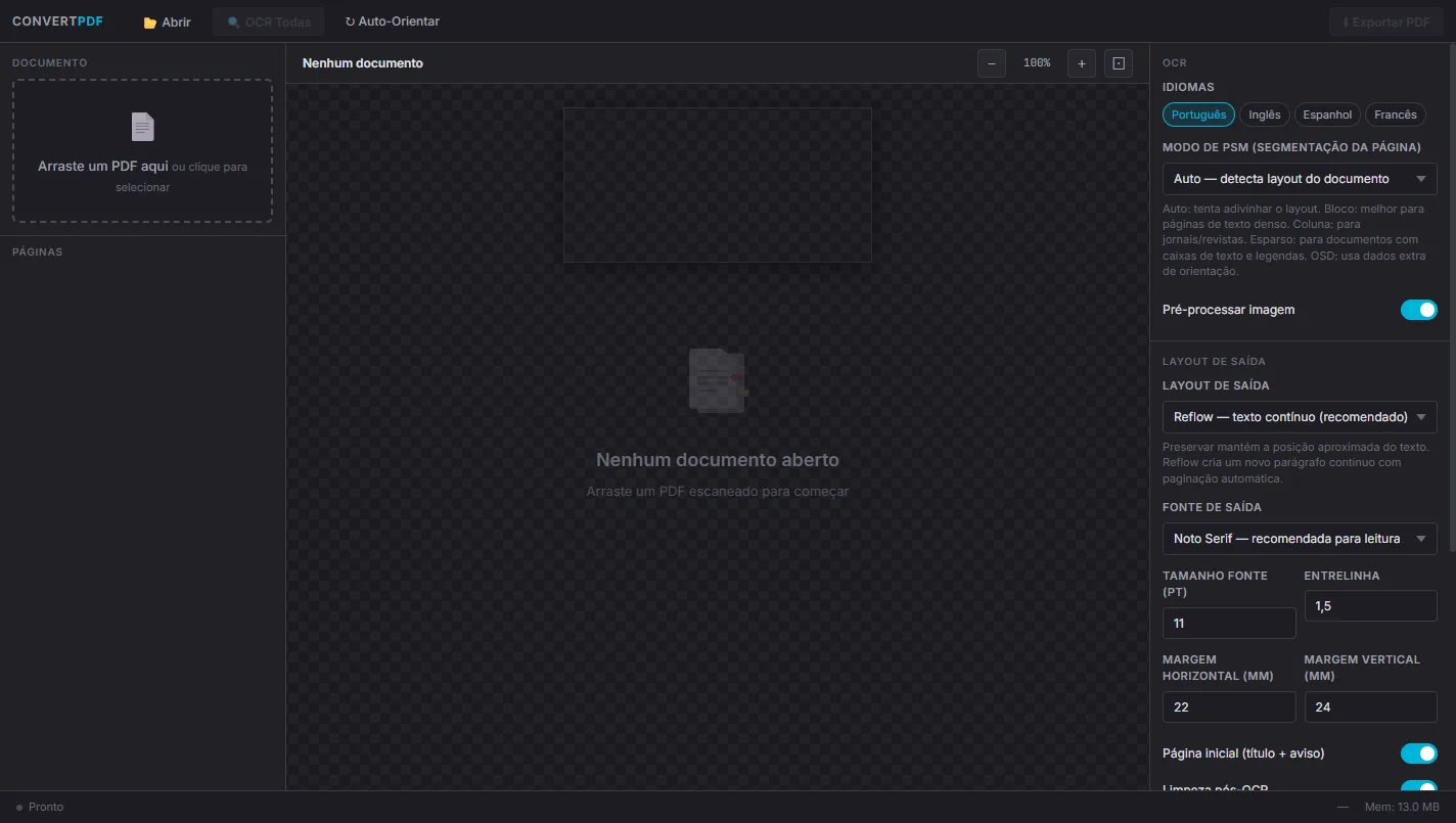 Tela do projeto convert-pdf