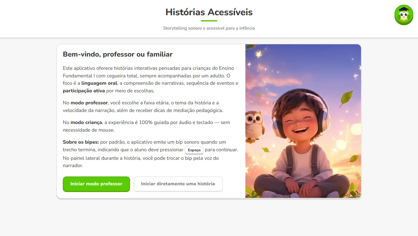 Tela do projeto historias-acessiveis
